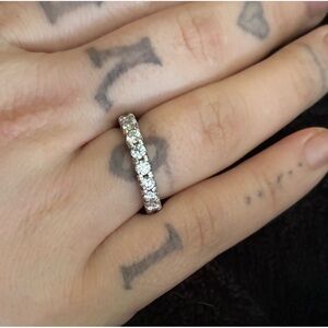 Elegant Silver Moissanite   Band Ring